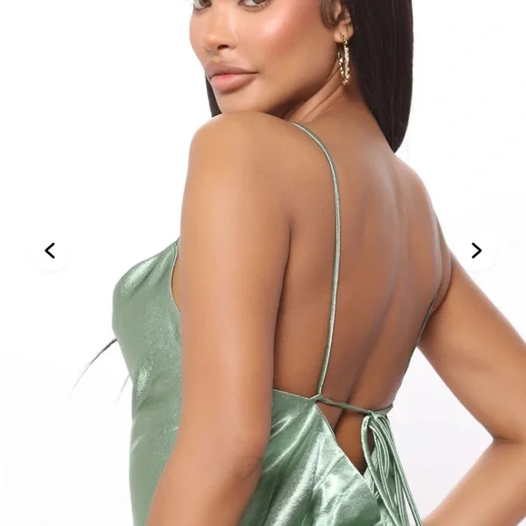 Meadow Satin Mini Dress - Green - Picture 11 of 11